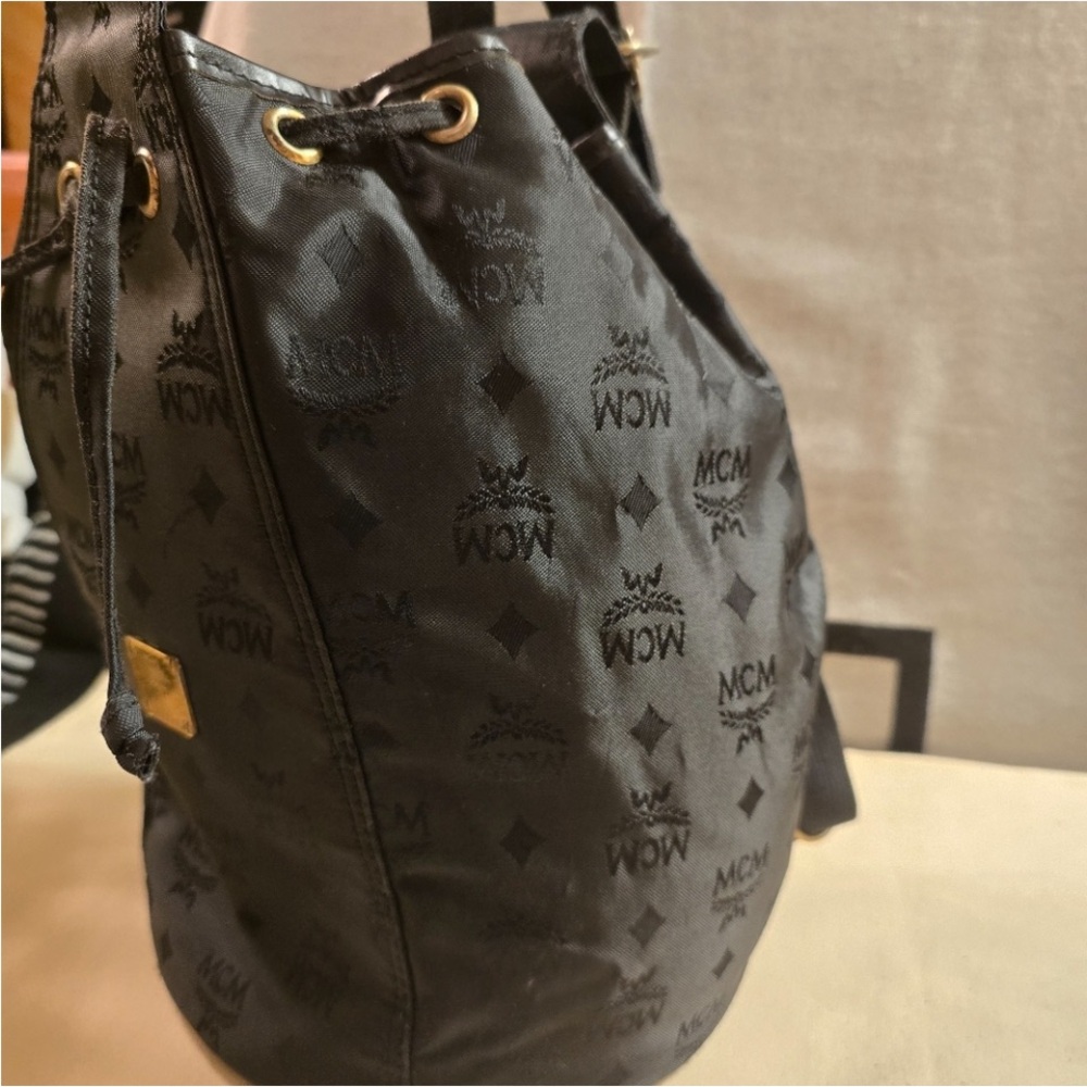 Mcm Black Monogram Drawstring Bag - image 3